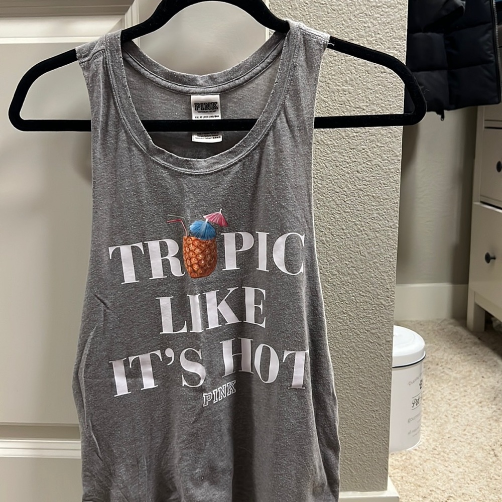 PINK gray tank top size xs